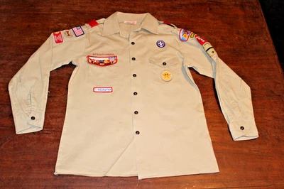 Camisa para hombre Boy Scouts of America BSA tostada mediana 100 % algodón manchas como en la foto Foto 1 de 4