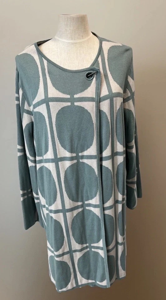NUEVO MarlaWynne SoftKNIT Mujer’s Topper Cárdigan Suéter Abrigo Verde y Marfil Nuevo con Etiquetas Foto 1 de 4
