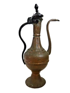 Antique Turkish Coffee Pot 19th Century Soukware Copper with Iron Handle - Picture 1 of 13