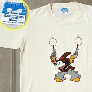 1980s USA Made Rare Mickey T-shirt Cowboy Two Guns Vintage - Picture 1 of 10