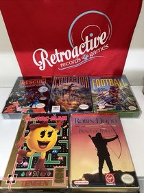 Nintendo NES Games Lot Of 5 PAC Man, Robin Hood, Infiltrator, Rescue, Football