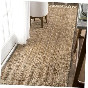  Raleigh Farmhouse Jute Tasseled Runner Rug, 2' 6" x 10', Natural  - Picture 1 of 7