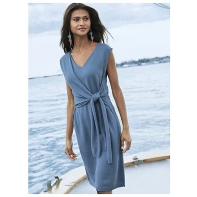 Vestido envolvente sintético tejido Peruvian Connection talla para mujer talla XL azul sin mangas cuello en V Foto 1 de 4