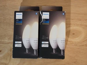 Philips Hue Smart 40W B39 E12 450LM Candle-Shaped LED Bulb - Warm White (4 Pack) - Picture 1 of 11