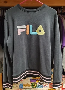FILA Black Mutlticolor Sweatshirt Spellout Gr. Large rosa blau orange gelb - Bild 1 von 4