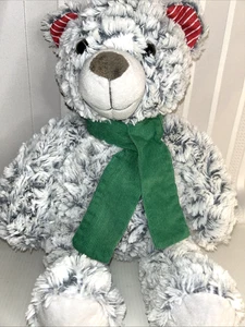 Sciarpa natalizia Mary Meyer orsacchiotto bianco grigio peluche verde 13" - Foto 1 di 6