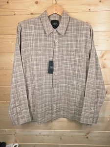 Percival 365 Seaton Overshirt Herren Large Dark Stone Beige Ecru Kariert Knopfleiste - Bild 1 von 20