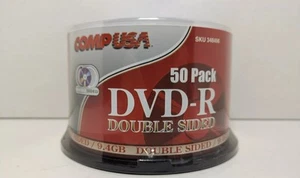 Brand New CompUSA Double Sided DVD-R 50pk 9.4gb 16x - Picture 1 of 4