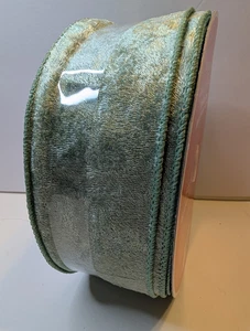 Sage Green Velvet Wired Jumbo Ribbon 2.5in x 60ft Roll - Celebrate It - 20 yds - Picture 1 of 5