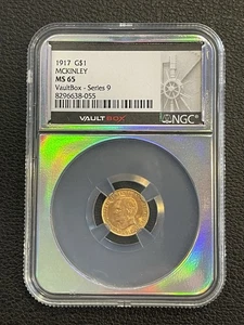1917 GOLD US McKINLEY $1 DOLLAR MS 65 COMMEMORATIVE COIN NGC MINT STATE 65 - Picture 1 of 6