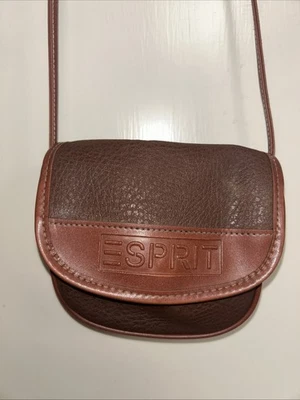 1980s Esprit Vintage Small Leather Purse -Brown Crossbody W/silver Snap - Image 1 of 4