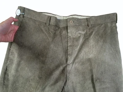 Linea Naturale Mens 38x37 Flat Front Corduroy Pants Brown Raw Hem - Image 1 of 4