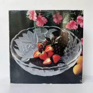 Vintage mattierte Obst Kristall Schale 12" Japan mit Box MCM Herzstück Hostess - Bild 1 von 13