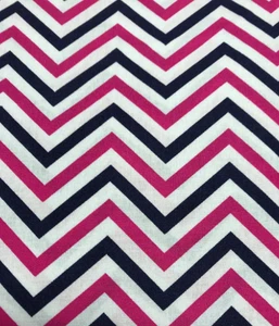 Emma & Mila Anchors Away Chevron Navy Pink  White 42” W  1 yard - Picture 1 of 3