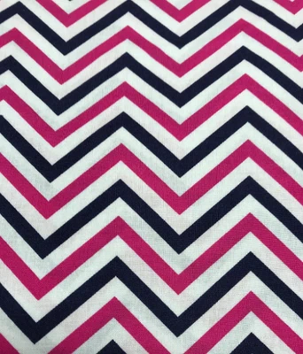 Emma & Mila Anchors Away Chevron Navy Pink  White 42” W  1 yard - Image 1 of 3