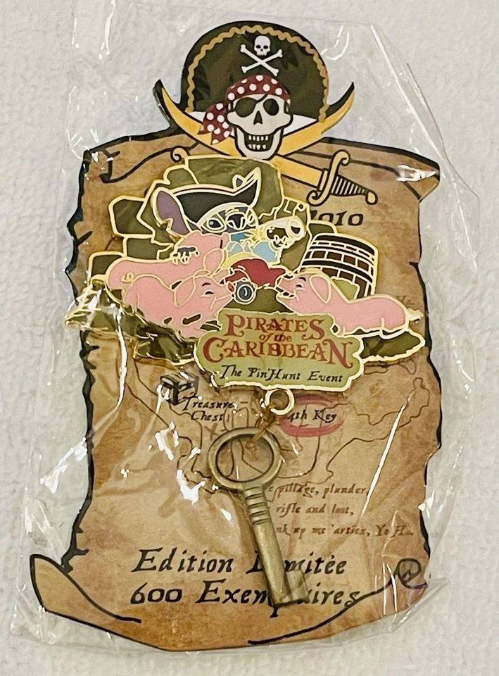 Disney DLRP Pin Hunt Event Pirates of the Caribbean Stitch with Pigs как новый на картонке трудно найти - Изображение 1 из 1