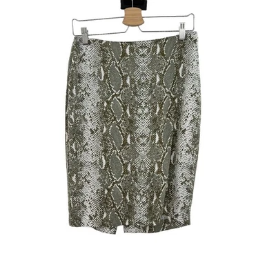 Diane von Furstenberg Kara Tailored Pencil Skirt Snake Print Green Size 6 - Image 1 of 4
