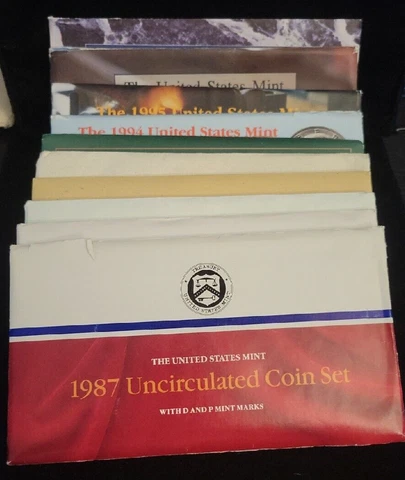 (10) 1987-1997 Uncirculated Mint Sets | Date Run | P&D | Envelopes | Missing '91 Cover