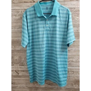 PGA Tour Men's XL Striped Teal Golf Shirt with Collar - Picture 1 of 6