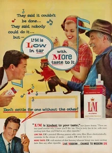 1959 L&M Cigarettes Tobacco Vintage Print Ad James Arness Actor Singing Monkey - Picture 1 of 8