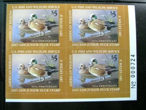 Estampillas en bloque de placa de pato de Estados Unidos Scott# JDS15 Wigeons 2007 MNH L495  - Imagen 1 de 1