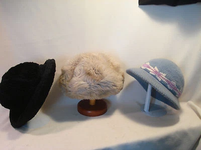 Lote de 3 sombreros de lana vintage de piel, punto y cordero Foto 1 de 4