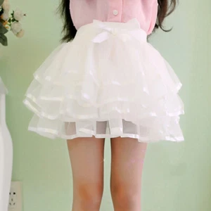Kids Lolita Skirt Swing Tutu Princess Girls Cosplay 4 Layered Tiered Hippy Skirt - Picture 1 of 19
