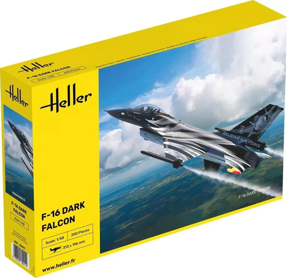HELLER 1:48 KIT AEREO F-16 DARK FALCON 318 x 190 mm 200 PEZZI   ART 30411 - Immagine 1 di 1