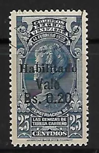 Venezuela: 1943; Scott 386, surcharged in black "Habilitado Vale", USED, EBV1550 - Picture 1 of 2