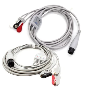 6pin 3-lead Clip/Snap EKG/ECG Cable Compatible Welch Allyn Propaq 100/200 series - Picture 1 of 21
