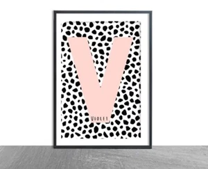 Stampa Iniziale Dalmata Personalizzata - Monocromatica Nursery Bambini Cameretta Arte - Foto 1 di 4