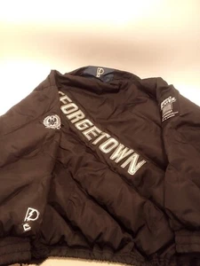 Pro Player Vintage 90s Georgetown Puffer Jacket Black Full Zipper Men's XL - Picture 1 of 16