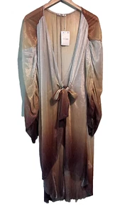 ZARA Metallic Plisse Strand Cover Up Kaftan Floaty Plissee Größe M - Bild 1 von 14