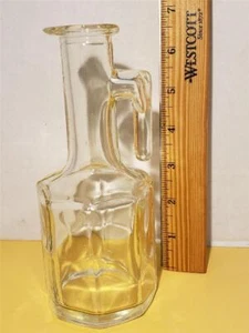 Vintage Heavy Glass Clear Cruet 6 1/2" Octagonal 8 Sides Thick Maple Syrup NEW - Picture 1 of 1