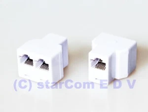 2-fach ISDN Adapter weiß Y-Verteiler T-Stück Doppler Telefon 8P8C 2-Port RJ-45 - Bild 1 von 2
