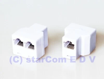 2-fach ISDN Adapter weiß Y-Verteiler T-Stück Doppler Telefon 8P8C 2-Port RJ-45 - Bild 1 von 2
