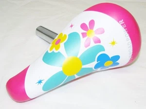 KID'S BICYCLE SEAT W/ 22.2mm POST PINK FLOWER CRUISER BMX BIKES 12" or 16" bikes - Picture 1 of 2
