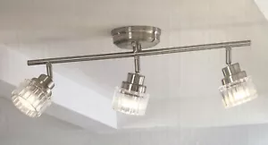 Allen Roth Portico 3-Light LED Brushed Nickel Dimmable Flush Mount Track Light - Picture 1 of 2