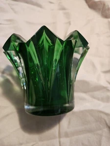 Mikasa Votive Candle Holder Skyline Green Czechoslovakia Bohemia - Picture 1 of 8