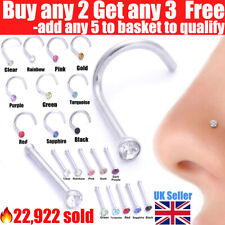 Nose Studs Surgical Steel Screw Straight Nose Stud Piercing Pin Gem Stud Ring