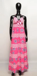 Killah by Miss Sixty Y2K Maxi Neckholder Kleid Blumen Polka Dot Rosa Größe S - Bild 1 von 7
