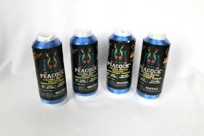 Peacock Embroidery Machine Cone Textile Thread LOT OF 4 - Blue N1177 SEALED - Image 1 of 2