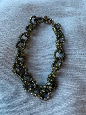 J.CREW зеленый драгоценный камень со стразами воротник ожерелье петли латунные звенья Madewell - Изображение 1 из 3