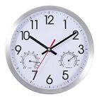 10 Inch Wall Clock with Temperature & Humidity Battery Operated Aluminum Fram...