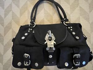 Vintage George Gina Lucy Black Bag Daisy Saddle Heavy Polyester