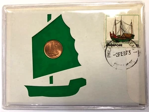 SINGAPORE 1973 Uncirculated 1 Cent Coin & First Day Cover PNC 99 Company - Picture 1 of 4