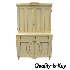 French Neoclassical Louis XVI Style Cream & Gold Painted Bar Cabinet by Decca A