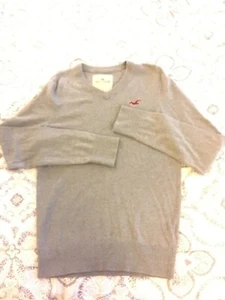 "HOLLISTER CALIFORNIA" Gray V-Neck Mens Lightweight Pullover Sweater - Picture 1 of 7