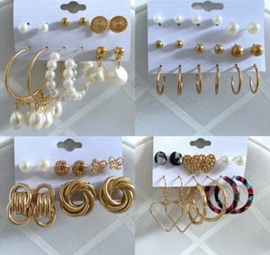 Earrings Gold Pearl Heart Bridal Wedding Jewelry Set Top Fashion Women - Picture 1 of 5