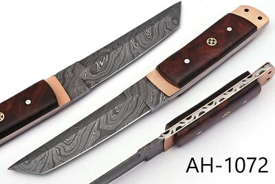 CUCHILLO DE CAZA PERSONALIZADO FORJADO A MANO ACERO DAMASCO TANTO POINT Y MANGO DE MADERA AH-1072 Foto 1 de 4